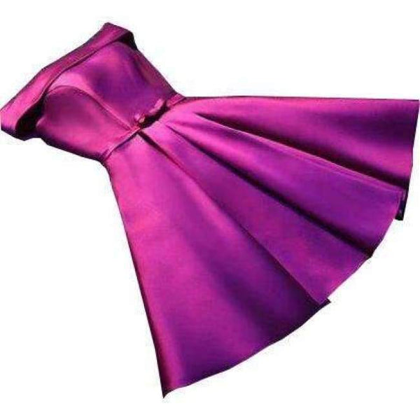 Planet Gates off shoulder fuchsia / 2 Champagne Bridesmaid Dresses Pink Blue Short Satin Knee Length Party Prom Dresses robe de mariage Cheap Custom Made