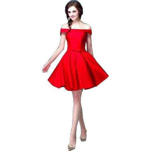 Planet Gates off shoulder red / 2 Champagne Bridesmaid Dresses Pink Blue Short Satin Knee Length Party Prom Dresses robe de mariage Cheap Custom Made