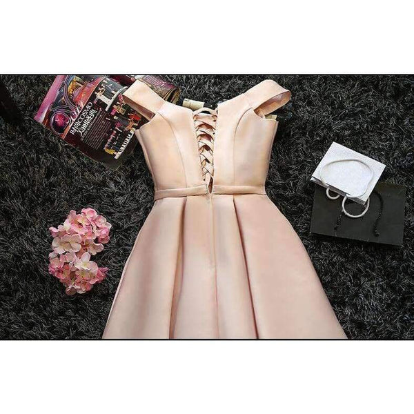 Planet Gates off shoulderburgundy / 2 Champagne Bridesmaid Dresses Pink Blue Short Satin Knee Length Party Prom Dresses robe de mariage Cheap Custom Made