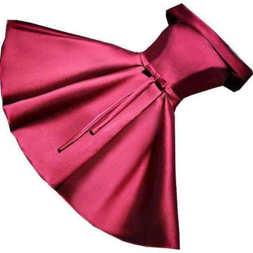 Planet Gates off shoulderburgundy / 2 Champagne Bridesmaid Dresses Pink Blue Short Satin Knee Length Party Prom Dresses robe de mariage Cheap Custom Made