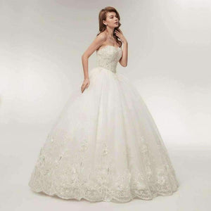 Planet Gates off white / 2 High Quality See Through Lace Up Wedding Dresses 2016 Ball Gowns Vestidos de Novia Plus Size Customized Dress FSM-001F