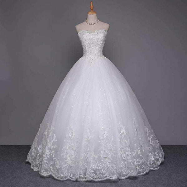 Planet Gates off white / 2 High Quality See Through Lace Up Wedding Dresses 2016 Ball Gowns Vestidos de Novia Plus Size Customized Dress FSM-001F