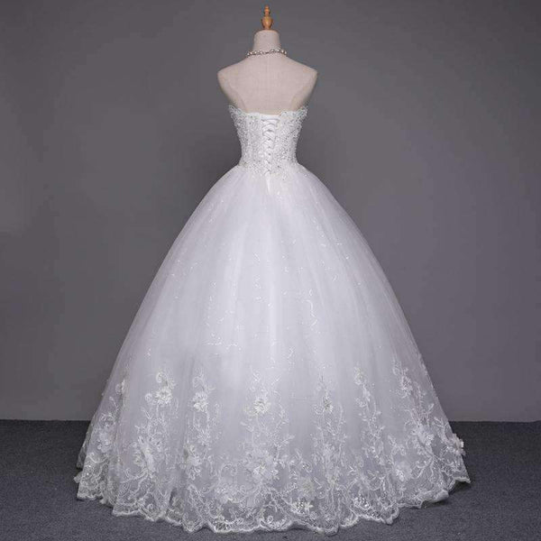 Planet Gates off white / 2 High Quality See Through Lace Up Wedding Dresses 2016 Ball Gowns Vestidos de Novia Plus Size Customized Dress FSM-001F