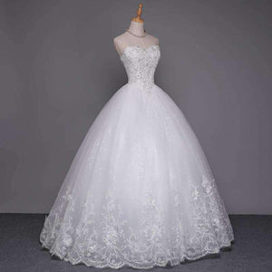 Planet Gates off white / 2 High Quality See Through Lace Up Wedding Dresses 2016 Ball Gowns Vestidos de Novia Plus Size Customized Dress FSM-001F