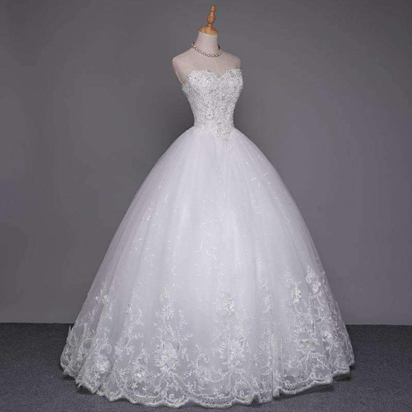 Planet Gates off white / 2 High Quality See Through Lace Up Wedding Dresses 2016 Ball Gowns Vestidos de Novia Plus Size Customized Dress FSM-001F