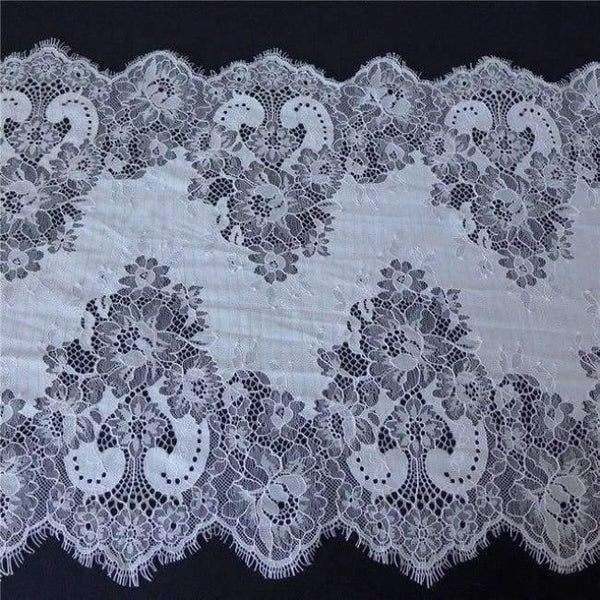 Planet Gates off white 3 M Embroidery French Soft Mesh Lace Fabric In Black Off White Chantilly Eyelash Lace Trim DIY Arts Crafts Sewing 40cm Wide