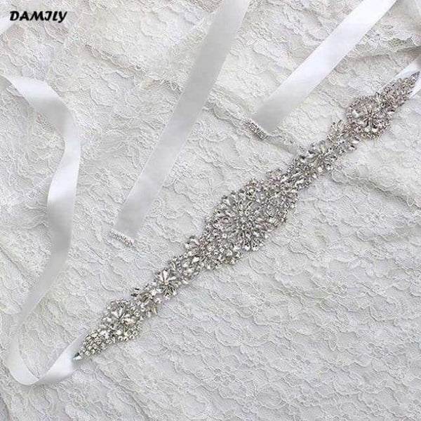 Planet Gates Off White Women's Crystal Wedding Belts Luxury Rhinestone Wedding Dress Belt Bridal Wedding Accessories Satin Ribbon Sash Belt Waistband