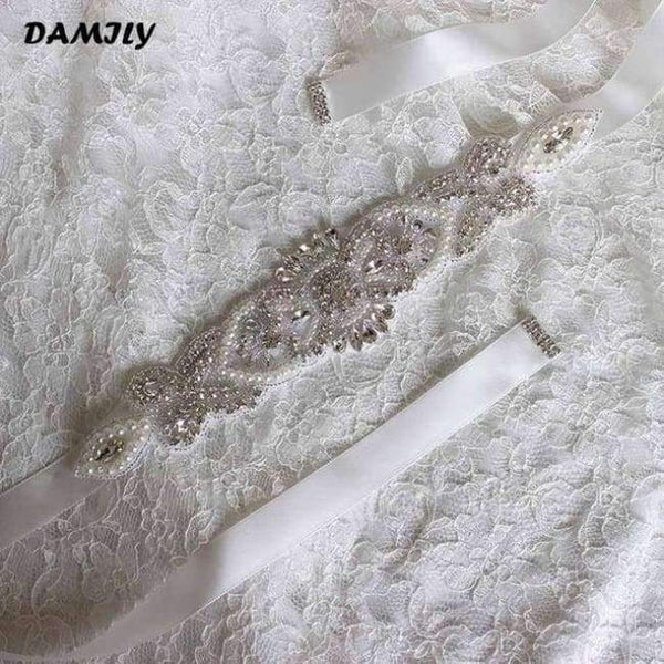 Planet Gates Off White Women's Wedding Belts Rhinestone Wedding Dress Belt Wedding Accessories Satin Ribbon Bridal Sash Party Gown Bride Crystal Belt