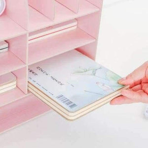 Planet Gates Office Desk Sets Multifunctional Desk Organizer Desk Accessories File Cabinet Rack Wooden Book Document Storage Box