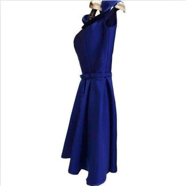 Planet Gates offshoulderroyalblue / 2 Champagne Bridesmaid Dresses Pink Blue Short Satin Knee Length Party Prom Dresses robe de mariage Cheap Custom Made