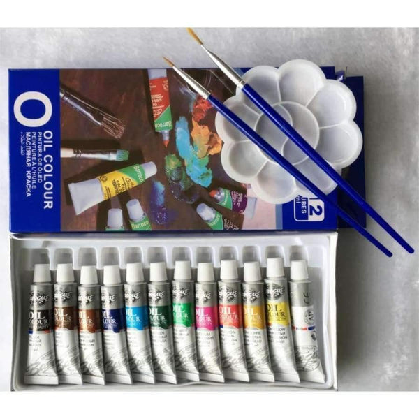 Planet Gates Oil Colors Paints Fine Painting Art Supplies 12 Colours 6 ML Tube Offer 2 Brush And 1 Palette  For Free