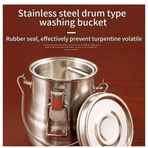 Planet Gates Oil Painting Brush Washing Bucket Wash Pen Barrel Cup Wash Brush Pot Stainless Steel Oil Paint Brush Washer Art Supplies