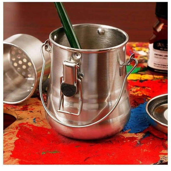 Planet Gates Oil Painting Brush Washing Bucket Wash Pen Barrel Cup Wash Brush Pot Stainless Steel Oil Paint Brush Washer Art Supplies