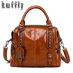 Oil Wax Leather Retro Style Handbag Luxury Handbags Women Bags Designer Mochilas
