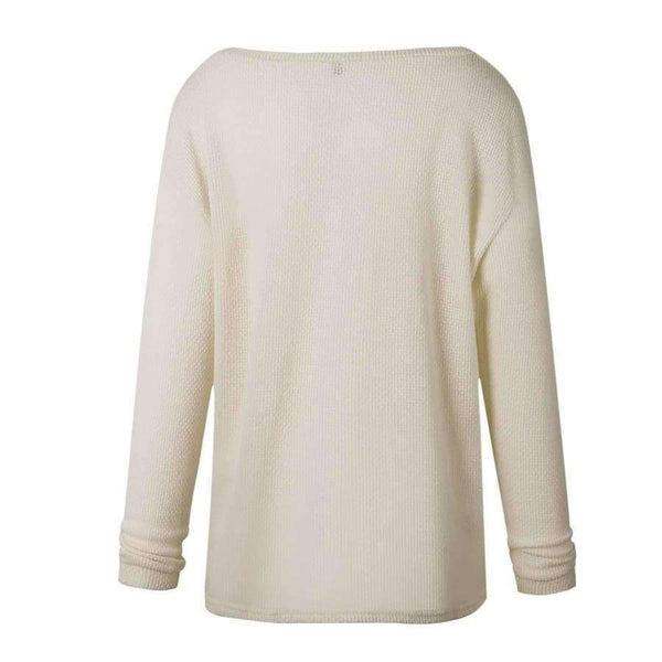 Planet Gates ON0069-pink / S Autumn Winter Full Sleeve  Knitted Sweater Women Sexy V-neck Loose Casual Female Pullover Solid Beige Gray Pink