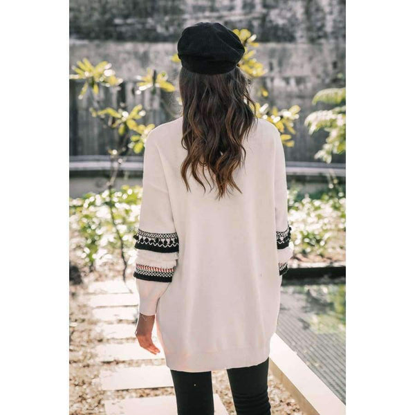 Planet Gates ON100028-Gray / L Women Long Cardigan Knitted Open Stitch Pockets Sweaters and Cardigans White Gray Sweater Female Coat 2018 Autumn