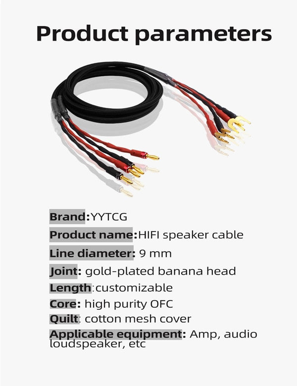 Planet Gates One pair YYTCG HiFi audio speaker cable high quality Pure copper diy speaker wire with banana plug Y plug