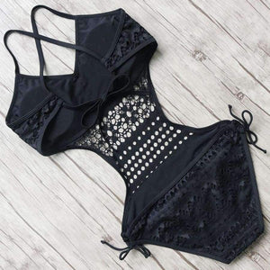 Planet Gates One pieces swimsuit women sexy swimwear female hollow monokini black bathing suit pad swimming suit solid bodysuit 2018