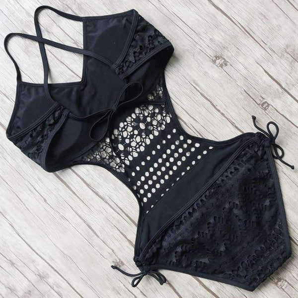 Planet Gates One pieces swimsuit women sexy swimwear female hollow monokini black bathing suit pad swimming suit solid bodysuit 2018