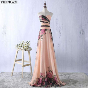 Planet Gates one shoulder / 10 Flower Pattern Chiffon Bridesmaid Dress Floral Print Wedding Party Dresses 2018