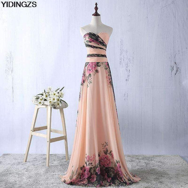 Planet Gates one shoulder / 10 Flower Pattern Chiffon Bridesmaid Dress Floral Print Wedding Party Dresses 2018