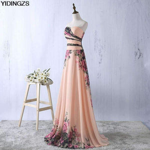 Planet Gates one shoulder / 10 Flower Pattern Chiffon Bridesmaid Dress Floral Print Wedding Party Dresses 2018