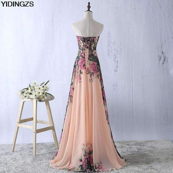 Planet Gates one shoulder / 10 Flower Pattern Chiffon Bridesmaid Dress Floral Print Wedding Party Dresses 2018