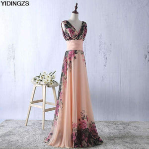 Planet Gates one shoulder / 10 Flower Pattern Chiffon Bridesmaid Dress Floral Print Wedding Party Dresses 2018