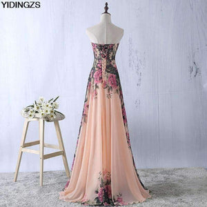 Planet Gates one shoulder / 10 Flower Pattern Chiffon Bridesmaid Dress Floral Print Wedding Party Dresses 2018