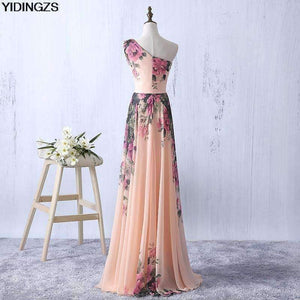 Planet Gates one shoulder / 10 Flower Pattern Chiffon Bridesmaid Dress Floral Print Wedding Party Dresses 2018