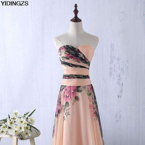 Planet Gates one shoulder / 10 Flower Pattern Chiffon Bridesmaid Dress Floral Print Wedding Party Dresses 2018