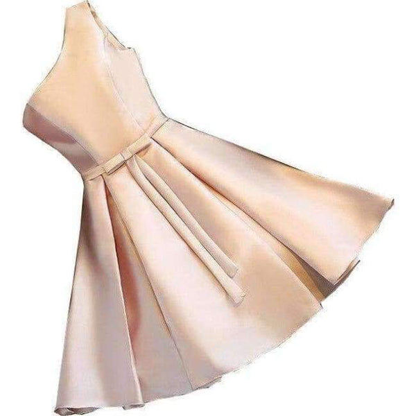 Planet Gates one shoulder pink / 2 Champagne Bridesmaid Dresses Pink Blue Short Satin Knee Length Party Prom Dresses robe de mariage Cheap Custom Made