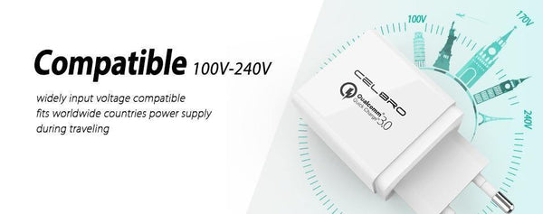 Planet Gates Only 2 cables Adapter Quick Charge 3.0 2 Port Dual Usb Fast Charger Eu Plug Travel Qualcomm Qc3.0 Charging For Mobile Phone