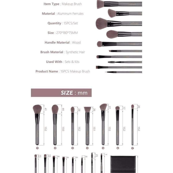 Planet Gates Only Bag / China Makeup Brushes Sets 15PCS high quality Professional brush set with Portable Mirror cosmetic make up brushes with bag