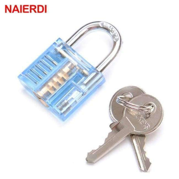 Planet Gates Only Blue Lock NAIERDI Practice Padlock Locksmith Hand Tool Transparent Visible Lock Pick With Broken Key Removing Hooks Extractor Set Hardware
