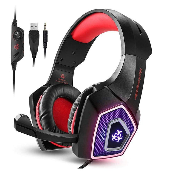 Planet Gates Only Headphone Red Gaming Headset Stereo Bass Heaphone With Mic LED Light for PS4 Xbox One PC+5000DPI