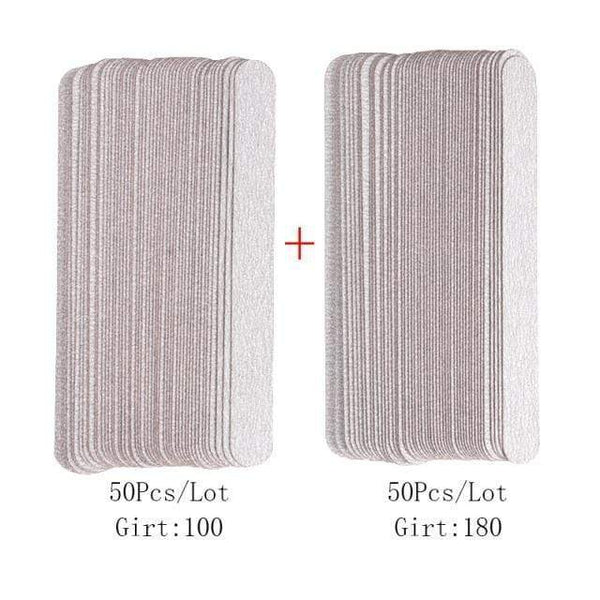 Planet Gates Only Pads 100-180 100Pcs Replacement SandPaper Strips Nail File With Metal Handle Double-sided Sanding Buffer Block Straight Polishing Salon Tools