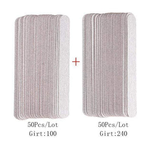 Planet Gates Only Pads 100-240 100Pcs Replacement SandPaper Strips Nail File With Metal Handle Double-sided Sanding Buffer Block Straight Polishing Salon Tools
