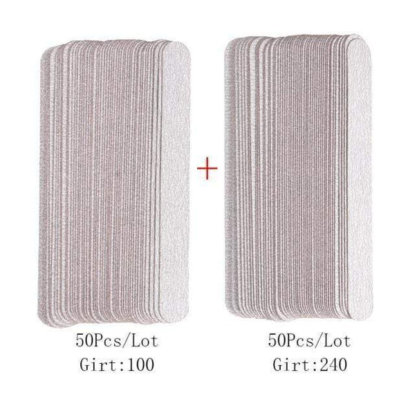 Planet Gates Only Pads 100-240 100Pcs Replacement SandPaper Strips Nail File With Metal Handle Double-sided Sanding Buffer Block Straight Polishing Salon Tools