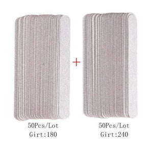 Planet Gates Only Pads 180-240 100Pcs Replacement SandPaper Strips Nail File With Metal Handle Double-sided Sanding Buffer Block Straight Polishing Salon Tools
