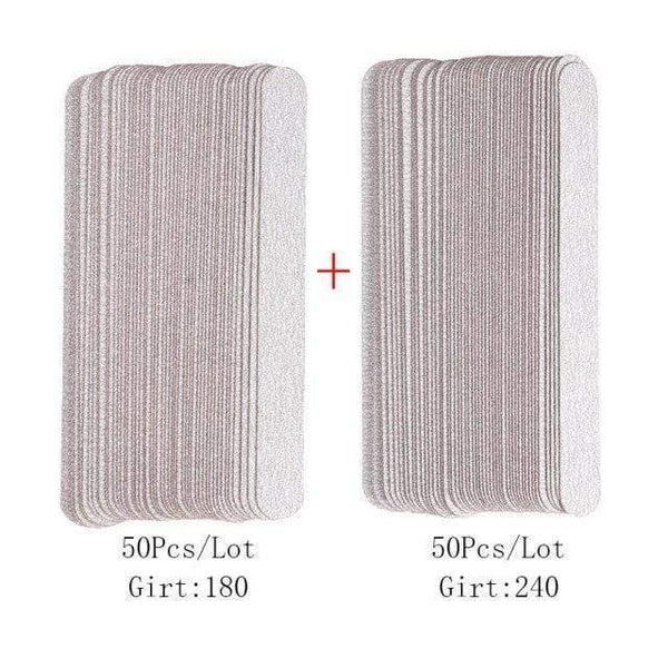 Planet Gates Only Pads 180-240 100Pcs Replacement SandPaper Strips Nail File With Metal Handle Double-sided Sanding Buffer Block Straight Polishing Salon Tools