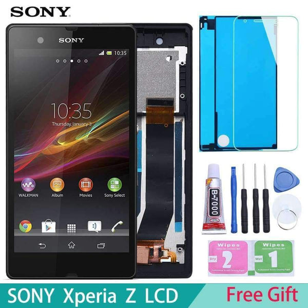 Planet Gates only screen SONY Xperia Z LCD Touch Screen With Frame For SONY Xperia Z Display Replacment L36H C6603 C6602 C6606
