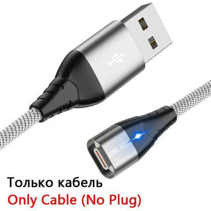 Planet Gates Only Silver Cable / Micro USB USLION LED Magnetic USB Cable Fast Micro USB Type-C Magnet Charger usb c Data Cable for Samsung Xiaomi Mobile Phone Charge Cable
