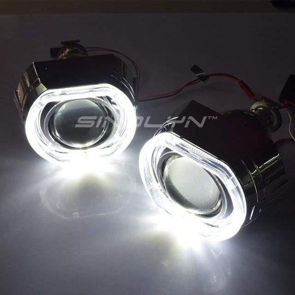 Planet Gates Only White / Russian Federation H4 H7 Bi-xenon Projector Kit Headlight Lenses X5 Square LED Angel Eyes Devil Lens Accessories Retrofit Use H1 Xenon Bulb