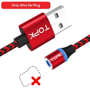 Planet Gates Only Wire No Plug / 100cm TOPK R-Line3 Micro USB Magnetic Cable Nylon Braided Mobile Phone Cables for Micro USB Port Microusb LED Magnet Charger Cable