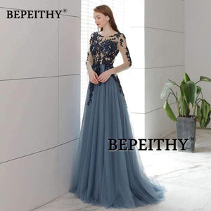 Planet Gates Open Back Long Evening Dress Full Sleeves 2018 Vintage Lace Prom Party Dresses Robe De Soiree Hot