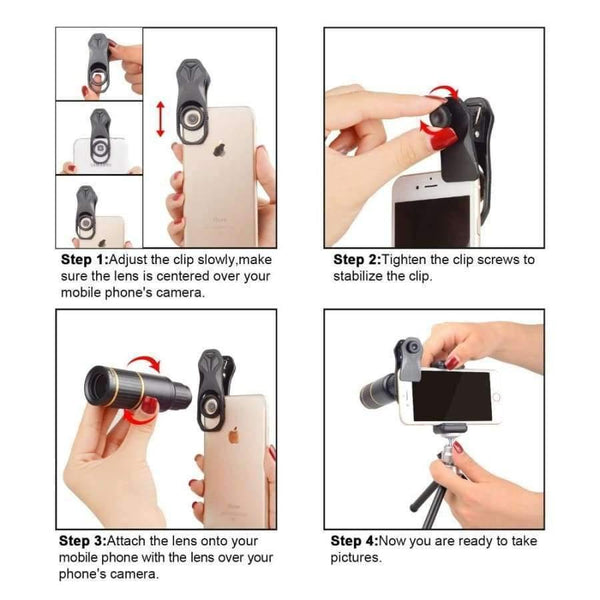 Planet Gates Optic Mobile Phone Camera Lens 16x Telescope telephoto lens with tripod+ 5in1 fisheye wide for Samsung Huawei all phones