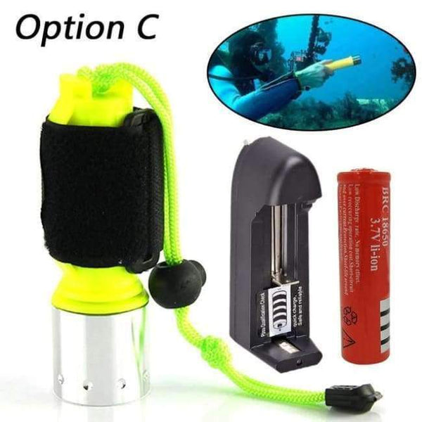 Planet Gates Option C LED flashlight 2000LM CREE T6 LED Waterproof underwater scuba Dive Diving Flashlight Torch light lamp for diving light