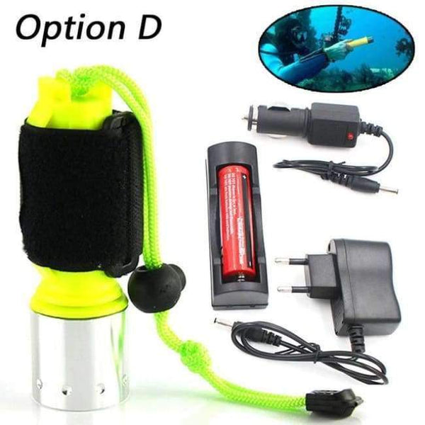 Planet Gates Option D LED flashlight 2000LM CREE T6 LED Waterproof underwater scuba Dive Diving Flashlight Torch light lamp for diving light