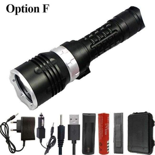 Planet Gates Option F / Black HUSUYUHU SISI 500 Meters LED Glare Flashlight Charging Long-range Outdoor Hunting Night Riding Patrol Home Waterproof Lighting